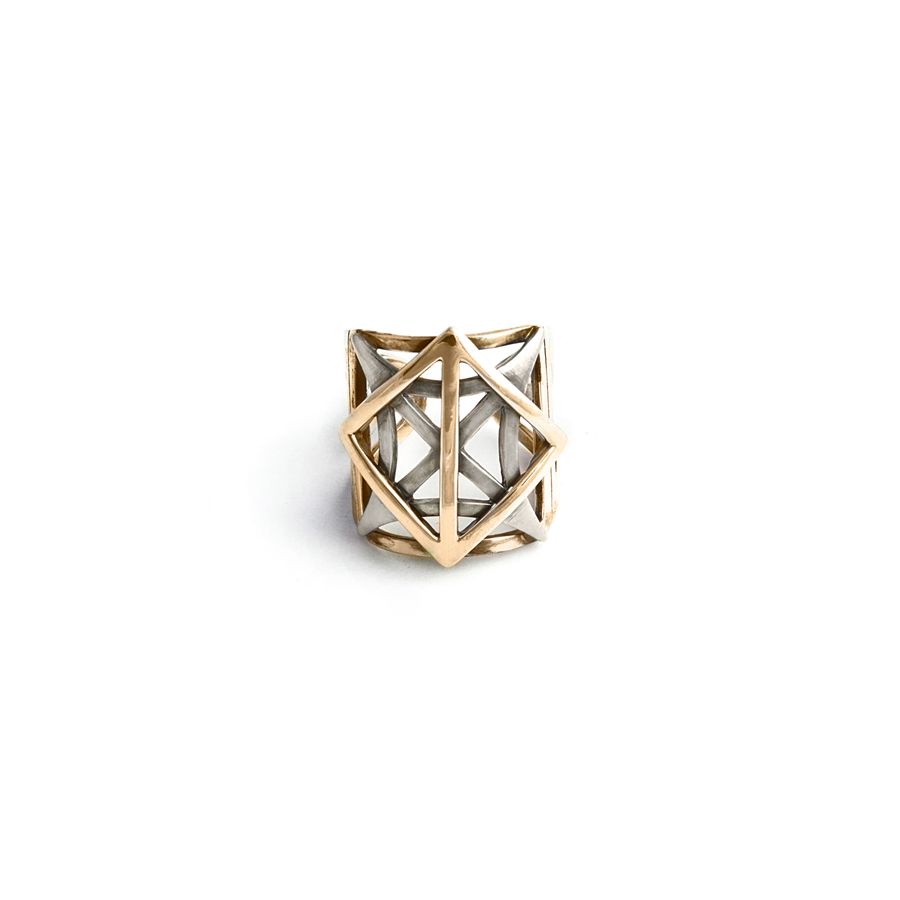 Anello 'Griglie' bicolor<BR/>